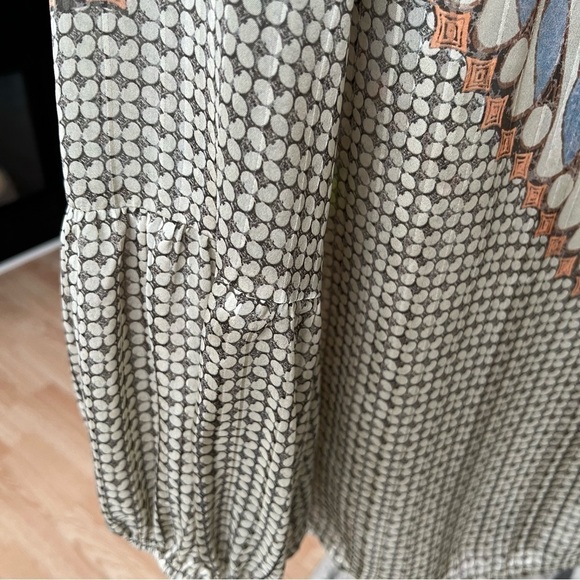 Chico’s Women’s Sz M Geometric Tribe Tunic Top Blouse Long Sleeve Woven Pattern - Picture 6 of 13